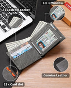 Mens Wallet Bifold Genuine Leather RFID Blocking Wallet - Image 5