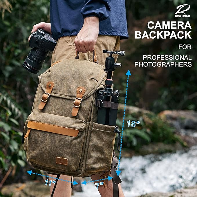 Padwa Lifestyle Khaki Camera Backpack - Image 6