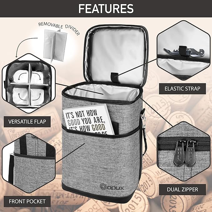 Opux 4 Bottle Insulated Wine Cooler Bag - Image 4