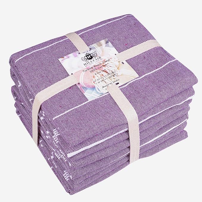 HILLFAIR Cotton Turkish Beach Towels, Quick Dry Lightweight Sand Free Peshtemal - Image 5