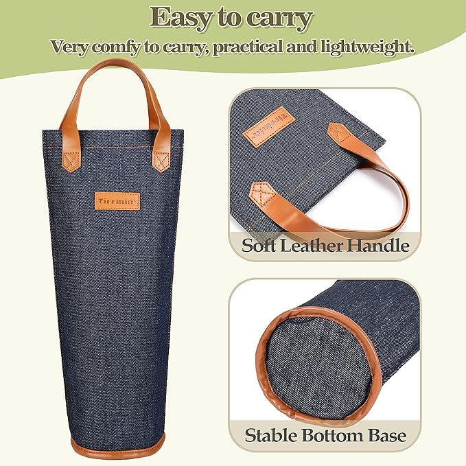 Tirrinia Single Wine Carrier Tote, Insulated Wine Cooler Bag - Image 4