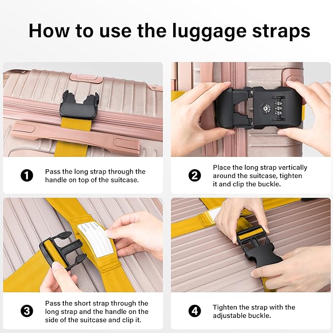 Luggage Straps, 2 Pack Adjustable Heavy Duty Cross Suitcase Straps - Image 7