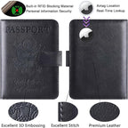 Airtag Passport Holder Cover Wallet Travel Essentials Leather RFID Blocking - Image 3
