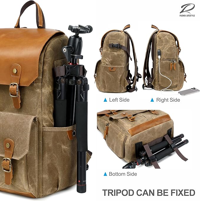 Padwa Lifestyle Khaki Camera Backpack - Image 8