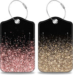 2 Pcs Rose and Gold Glitter Luggage Tags by Unknown