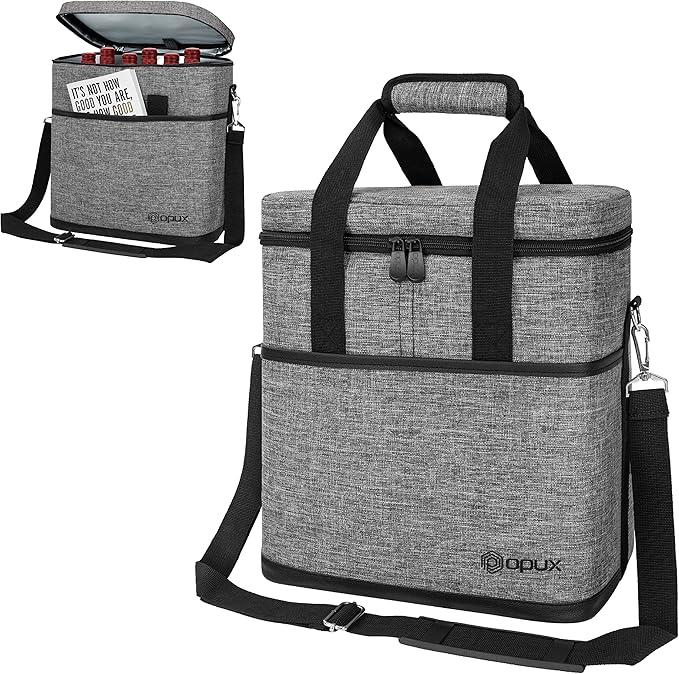 opux 6 Bottle Carrier Tote | Insulated Padded Wine Cooler Bag - Image 8