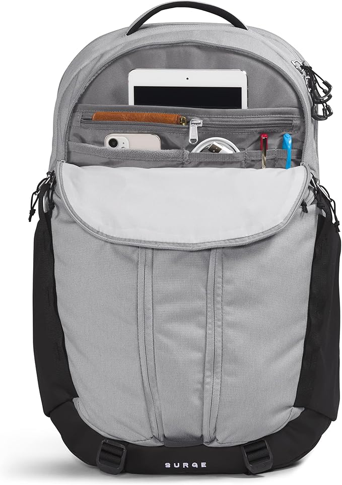 The North Face Surge Commuter Laptop Backpack, Meld Grey Dark Heather/TNF Black - Image 4