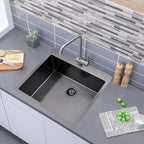 Comllen 25 x 22 Inch Drop In Black Kitchen Sink, Topmount 16 Gauge Stainless - Image 3