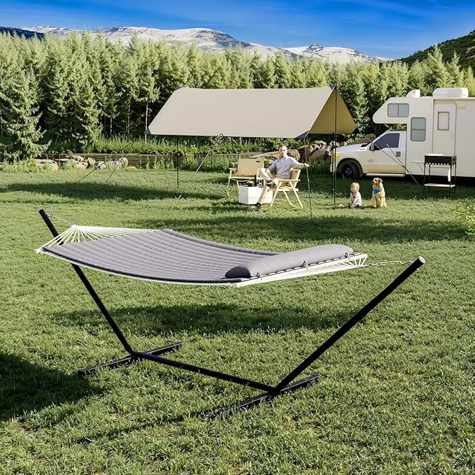 Double Hammock with Stand for 2 Persons Outdoor, Heavy Duty 450lb Capacity - Image 4