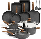 Kitchen Academy Induction Cookware Set-17 Piece Non-stick Cooking Pan Set by KITCHENACADEMYBETTERLIVINGTHROUGHCOOKINGPERFECTION