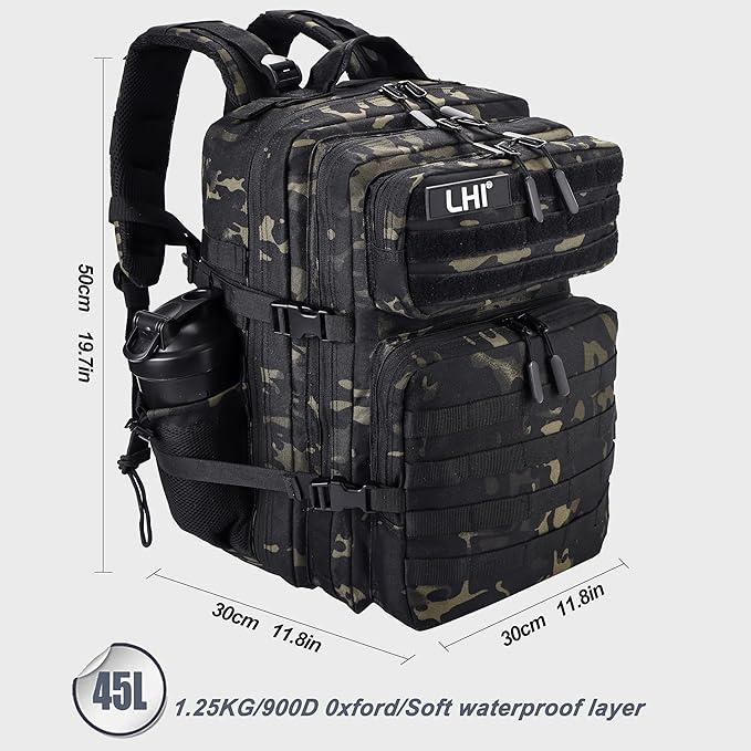 LHI Military Tactical Backpack for Men and Women 45L Army 3 Days Assault Pack - Image 2