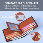 VISOUL Mens Bifold Wallet with 2 ID Windows Carbon Fiber Leather, RFID Blocking - Image 2
