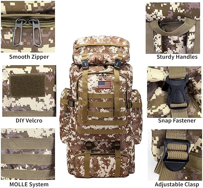 80L 2Pcs Hiking Backpack for Men - Image 5