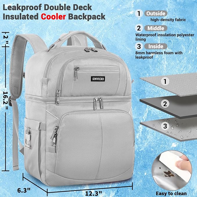 Insulated Cooler Backpack, Double Deck Leakproof Cooler Bag, Insulated Backpack - Image 4