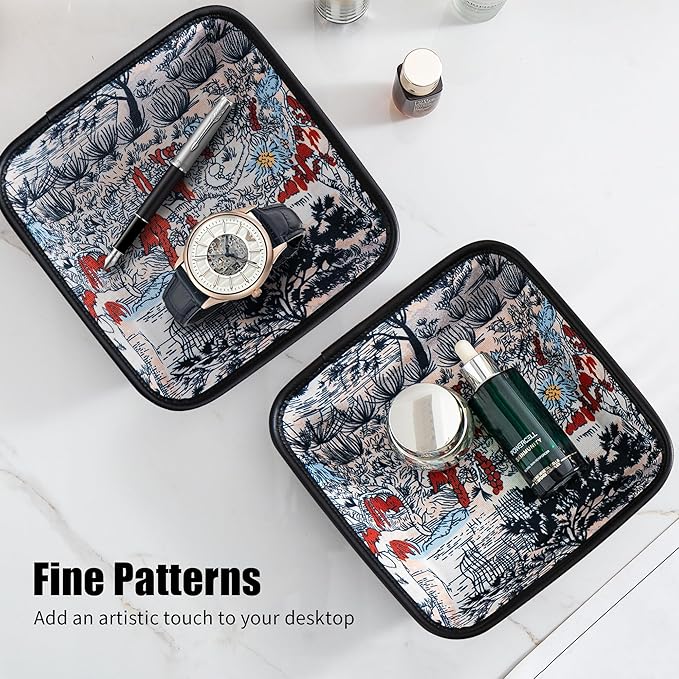 2025 Improved Design Premium Square Fabric Valet Tray Organizer Set of 2 - Image 9
