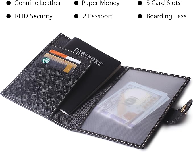 Genuine Leather Passport Case, RFID Passport Cover - Image 3