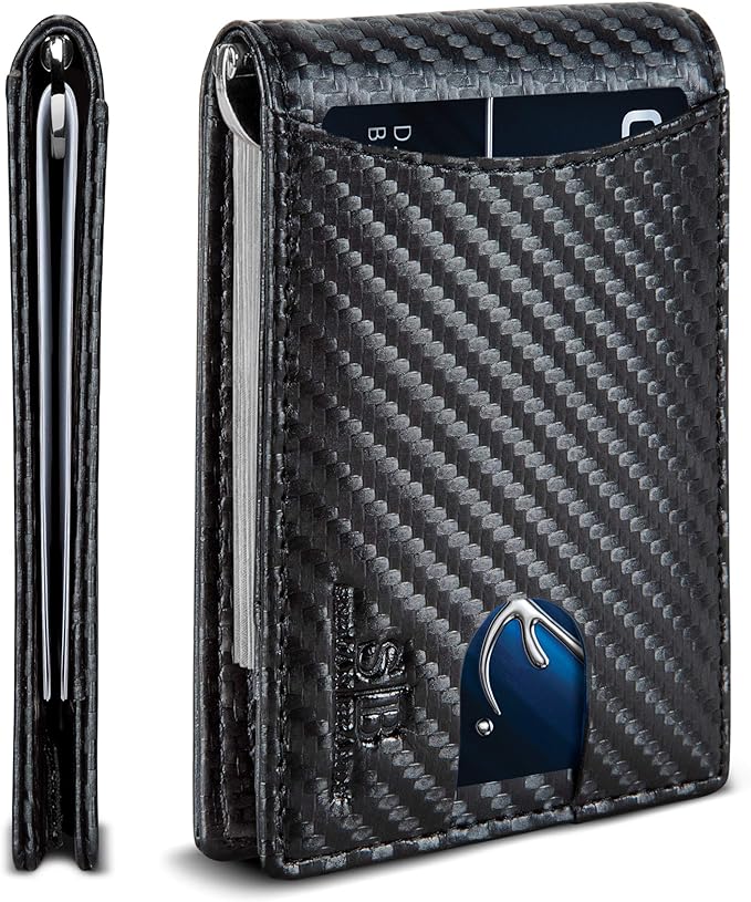 SERMAN BRANDS RFID Blocking Slim Bifold Genuine Leather Minimalist Front Pocket by SERMANBRANDS