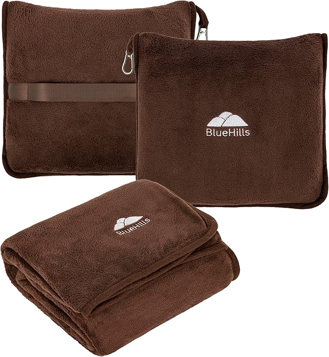 BlueHills Premium Soft Travel Blanket Pillow Airplane Blanket Soft Bag Pillow by BlueHills