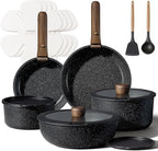 CAROTE 17pcs Pots and Pans Non Stick, Cookware Sets Detachable Handle, by CAROTE