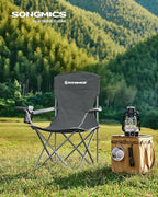 SONGMICS 2 Pack Folding Camping Chairs, Load 330 lb, Cup Holder and High - Image 2