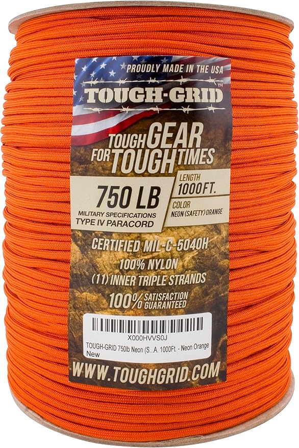 TOUGH-GRID 750 Paracord Rope Nylon Parachute Cord, Made in USA Survival Kit - Image 4