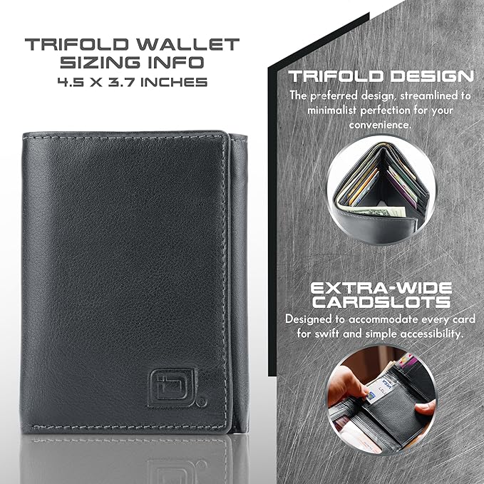 ID Stronghold Men's Leather Trifold Wallet - Image 5