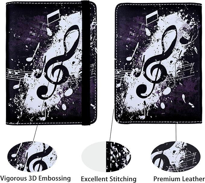 Music Note Passport Holder for Women and Men PU Leather Passport Cover for - Image 2