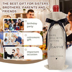 RYIGYWE 1 PCS Black Bow Ribbon Ideas Engagement Gift Wine Bag - Bride to Be Gifts for Bridesmaids Bride Groom Couples Her Him Officiant Gift for Getting Married Engagement Bridal Shower - A46