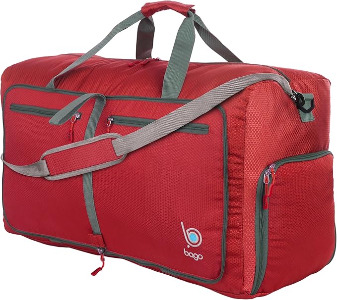 Bago Foldable Duffel Bags for Traveling Women & Men - 60L Medium Packable by BagoTravelBags
