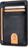 Buffway Slim Minimalist Front Pocket RFID Blocking Leather Wallets by Buffway