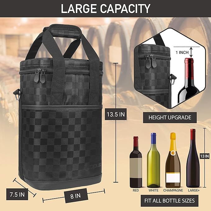 Opux 4 Bottle Insulated Wine Cooler Bag - Image 3