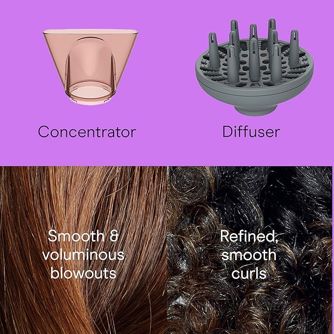 Conair INFINITIPRO BY Frizz Free Compact Hair Dryer ~ 2x the Shine 3x the Frizz Control, dusty rose, 1 Count