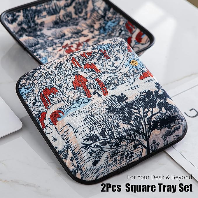 2025 Improved Design Premium Square Fabric Valet Tray Organizer Set of 2 - Image 7