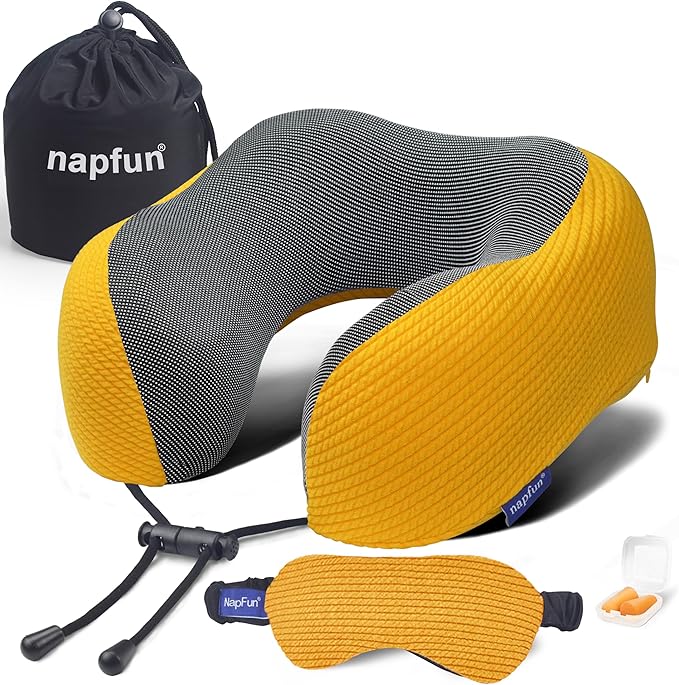 napfun Neck Pillow for Traveling, Upgraded Travel Neck Pillow for Airplane 100% by NAPFUN