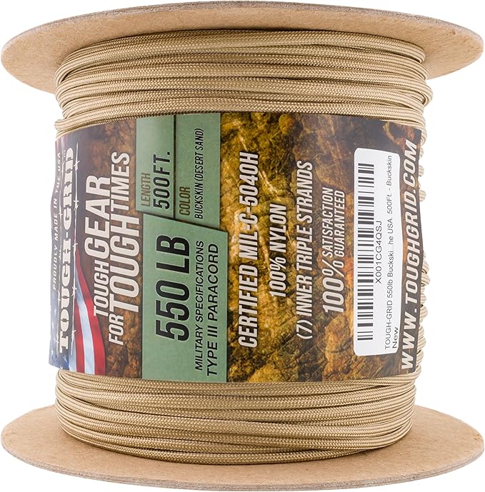 TOUGH-GRID 550 Paracord Rope Nylon Parachute Cord, Made in USA Survival Kit - Image 3