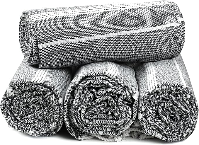 HILLFAIR Cotton Turkish Beach Towels, Quick Dry Lightweight Sand Free Peshtemal - Image 7