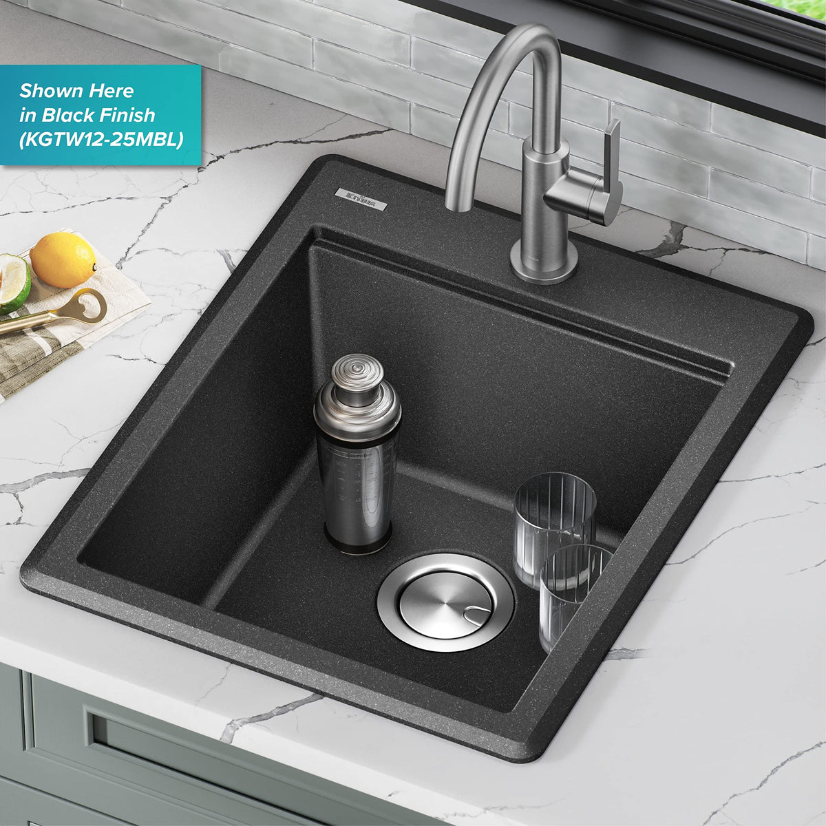 Bellucci 18 inch Granite Workstation Drop In Top Mount Single Bowl Kitchen Sink in Metallic Grey with Accessories (18 Inch / Gray)