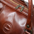 Cenzo Duffle Vecchio Brown Italian Leather Weekender Travel Duffle Bag - Image 5