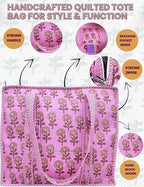 Cotton Quilted Tote Bag for Women – Large Beach & Travel Tote - Image 4