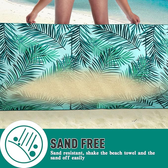2 Pack Microfiber Beach Towel, Oversized Pool Towel 75”x 35”, Sand-Free Quick - Image 2