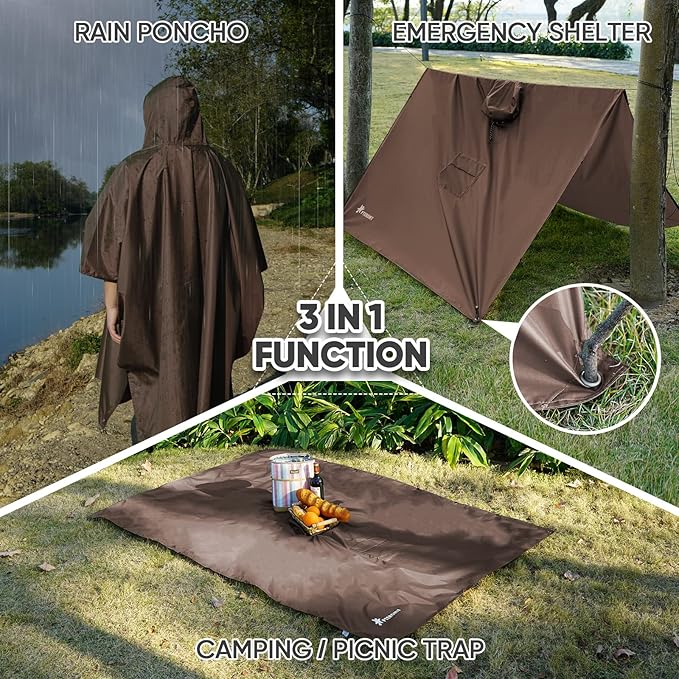 PTEROMY Hooded Rain Poncho for Adult - Image 2