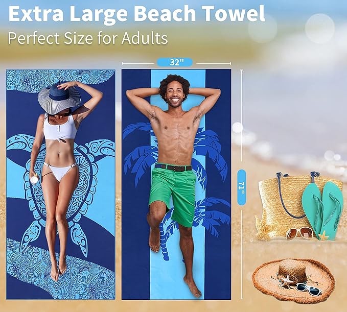 6 Pack Lightweight Thin Beach Towel Oversized 71"x32" Big Extra Large - Image 4