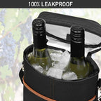 opux 2 Bottle Wine Carrier Tote, Insulated Leakproof Wine Cooler Bag, Wine - Image 5