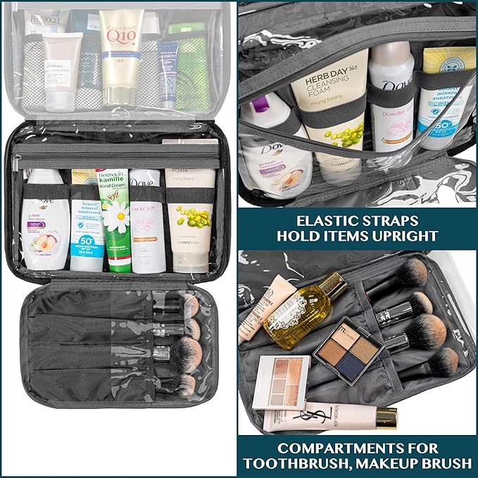 PAVILIA Hanging Toiletry Bag Women Men, Foldable Cosmetic Organizer Travel Bag - Image 5