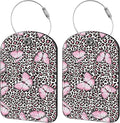 2 Pack Cute Luggage Tag for Suitcases Pink Butterfly and Leopard Leather by iapodiad