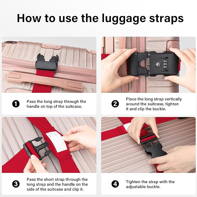 Luggage Straps, 2 Pack Adjustable Heavy Duty Cross Suitcase Straps - Image 7
