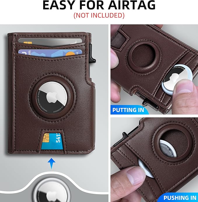 Airtag Wallet for Men, with Money Clip 10 Cards Metal Case Smart Slim Pop Up - Image 4