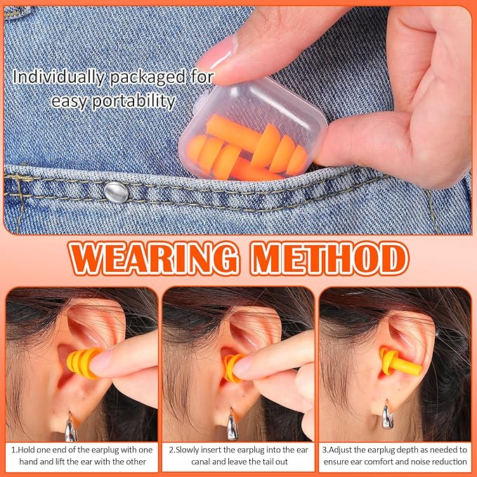 TrelaCo 100 Pairs Ear Plugs Bulk, NRR 29dB Reusable Silicone Ear Plugs - Image 5