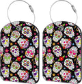 2 Pack Cute Luggage Tag for Suitcases Day of The Dead Sugar Skull Leather by iapodiad