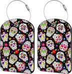 2 Pack Cute Luggage Tag for Suitcases Day of The Dead Sugar Skull Leather by iapodiad